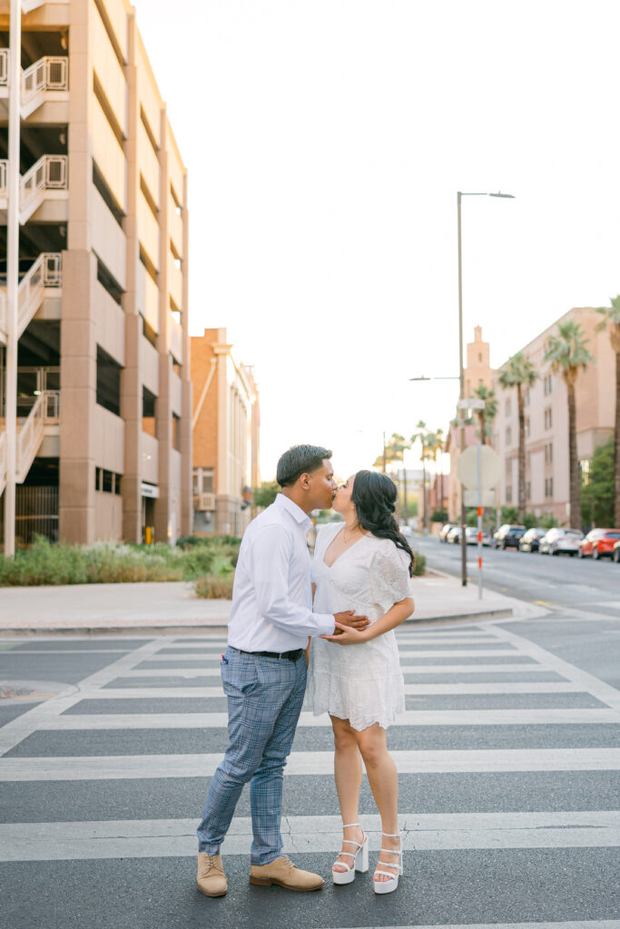 exploring the city in downtown phoenix for engagement session