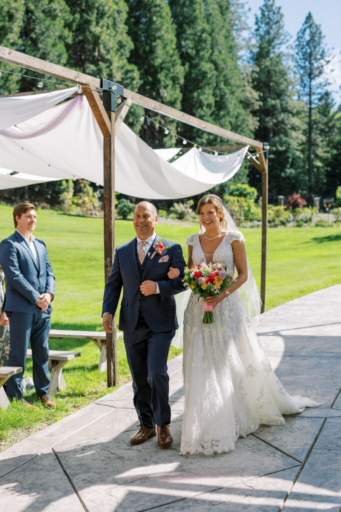 Bride walking down the aisle